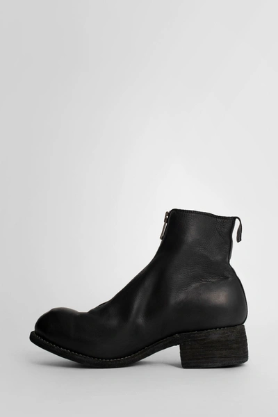Guidi Front Zip Leather Ankle Boots In Black