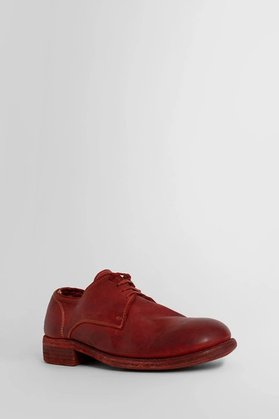Guidi Leather Derby Shoes In Red