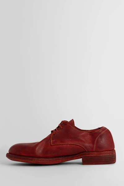 Guidi Leather Derby Shoes In Red