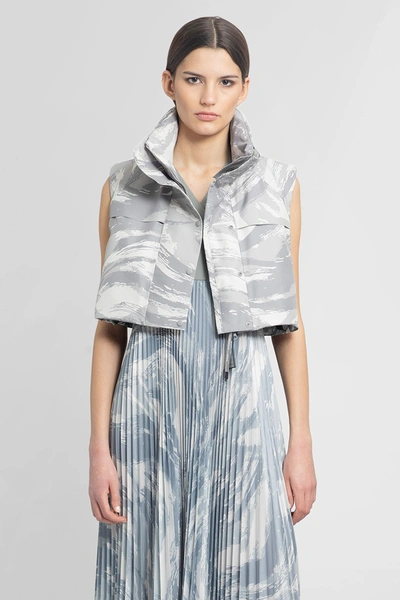 Shop Moncler Genius Woman Grey Waistcoats