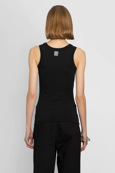Raf Simons Tank Top With R Print And Leather Patch In Black