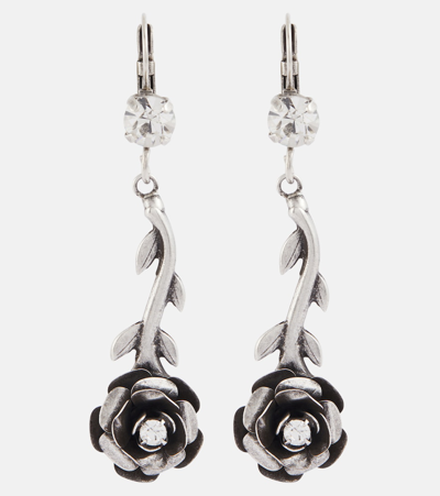 Shop Blumarine Rose Earrings In Silver