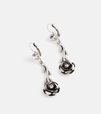 Shop Blumarine Rose Earrings In Silver