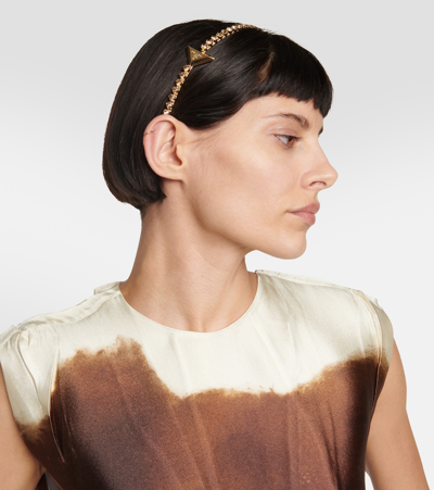 Prada Embellished Headband In Gold