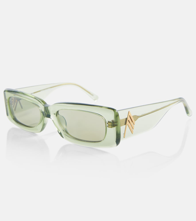 Attico X Linda Farrow Mini Marfa Rectangular Sunglasses In Green