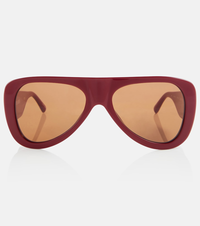 Shop Attico X Linda Farrow Edie Aviator Sunglasses In Red