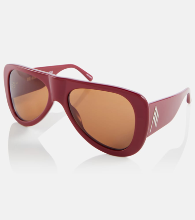 Shop Attico X Linda Farrow Edie Aviator Sunglasses In Red