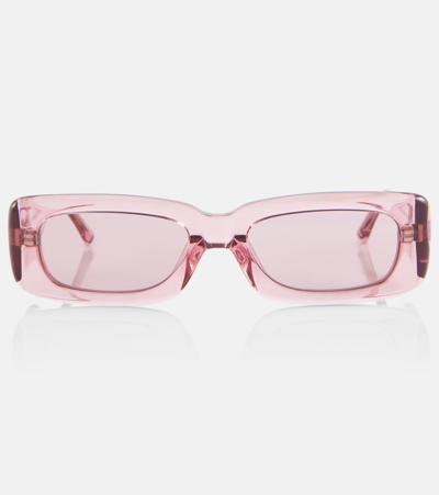 Shop Attico X Linda Farrow Mini Marfa Rectangular Sunglasses In Pink