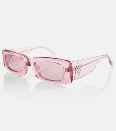 Shop Attico X Linda Farrow Mini Marfa Rectangular Sunglasses In Pink