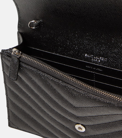 Shop Saint Laurent Cassandre Matelassé Envelope Leather Wallet On Chain In Black