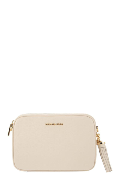 Shop Michael Kors Ginny - Leather Shoulder Bag In Cream