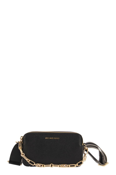 Shop Michael Kors Jet Set Small Chamber Bag In Grained Leather With Double Zip In Black