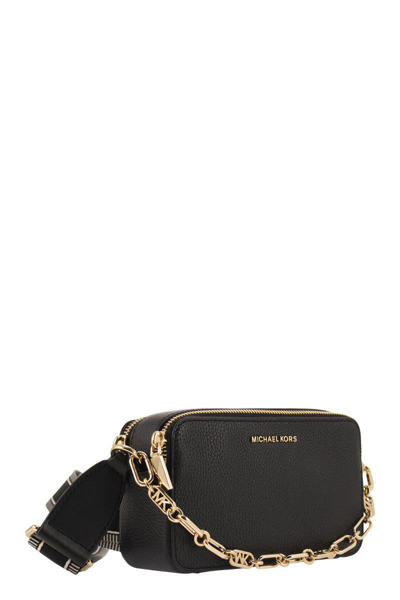 Shop Michael Kors Jet Set Small Chamber Bag In Grained Leather With Double Zip In Black