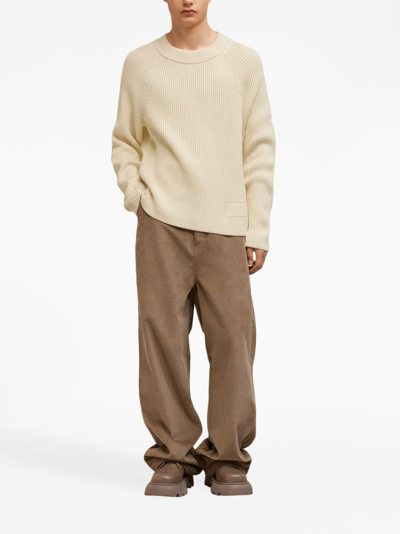 Ami Alexandre Mattiussi Logo-patch Knitted Jumper In Nude