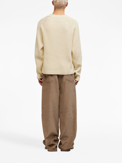 Ami Alexandre Mattiussi Logo-patch Knitted Jumper In Nude