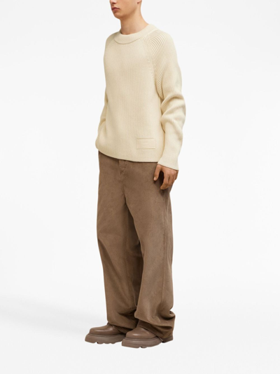 Ami Alexandre Mattiussi Logo-patch Knitted Jumper In Nude