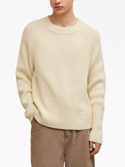 Ami Alexandre Mattiussi Logo-patch Knitted Jumper In Nude