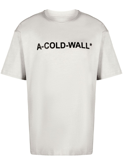Shop A-cold-wall* Logo-print Cotton T-shirt In Grey