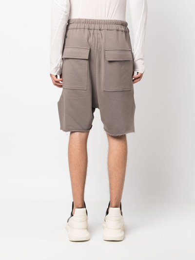 Shop Rick Owens X Champion Embroidered-logo Cotton Shorts In Brown