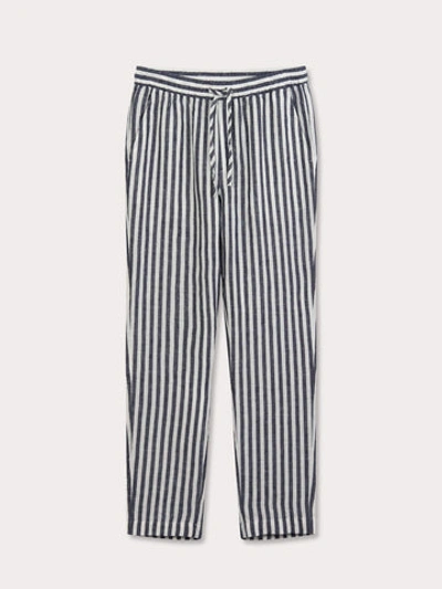 Shop Love Brand & Co. Men's Navy Lines Eleuthera Linen Trousers