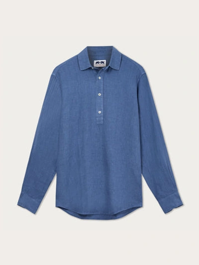 Shop Love Brand & Co. Men's Deep Blue Hoffman Linen Shirt