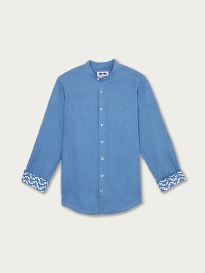 Shop Love Brand & Co. Men's Elephant Palace Blue Maycock Linen Shirt