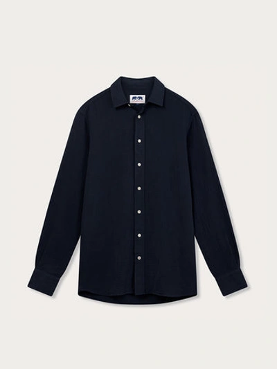 Shop Love Brand & Co. Men's Navy Blue Galliot Cotton Shirt