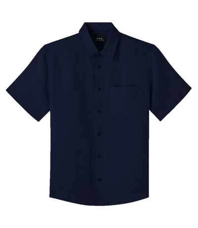 Shop Apc Bellini Logo Short-sleeve Shirt In Iaj - Navy Blue