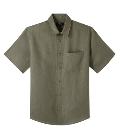 Shop Apc Bellini Logo Short-sleeve Shirt In Kae - Muted Green
