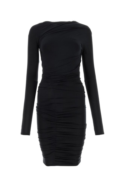 Shop Balenciaga Twisted Midi Dress In Black