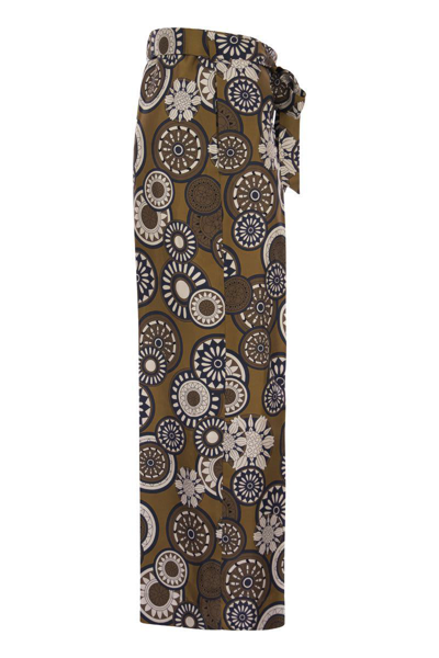 S Max Mara Silk Trouser With All-over Print In Ochre