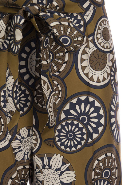 S Max Mara Silk Trouser With All-over Print In Ochre