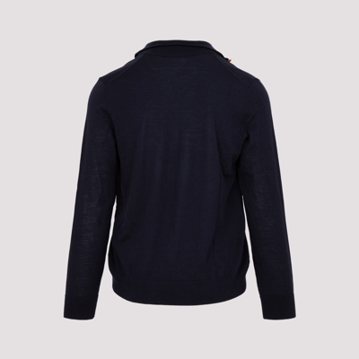 Shop Paul Smith Wool Zip Cardigan Sweater In Blue