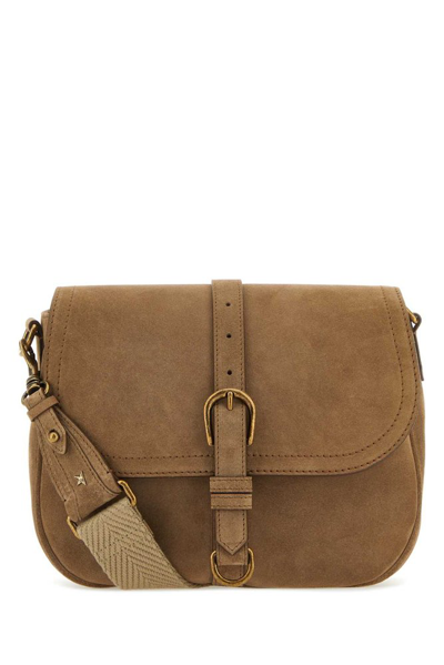Shop Golden Goose Deluxe Brand Buckle Detailed Shoulder Bag In Beige