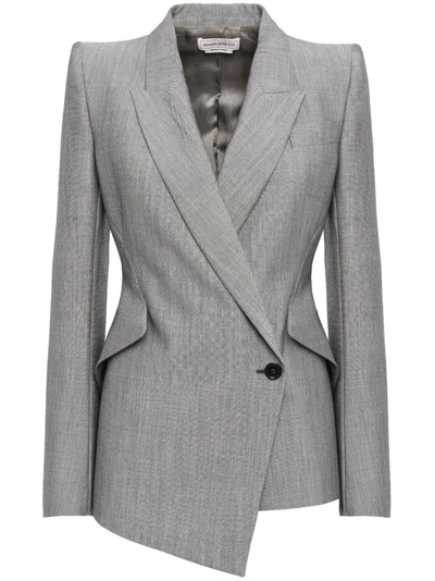 Shop Alexander Mcqueen Asymmetric Single In Grey