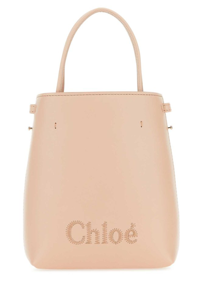 Shop Chloé Sense Logo Embroidered Micro Tote Bag In Pink