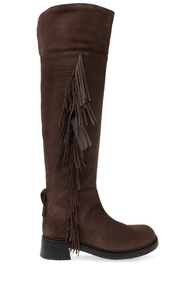 Shop See By Chloé Joice Fringed Boots In Brown