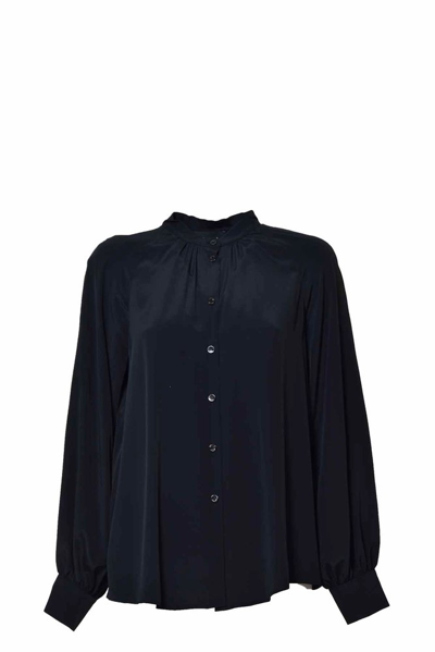 Shop Boutique Moschino Ruched Detail Satin Shirt In Black