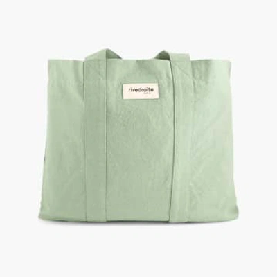 Shop Rive Droite Marcel Mint Green Recycled Cotton Canvas Tote Bag