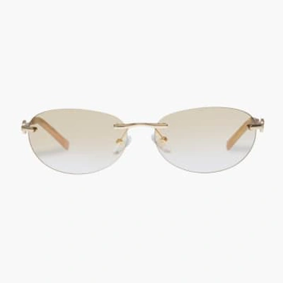 Shop Le Specs Slinky Rimless Oval Sunglasses In Gold
