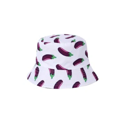 Shop &quirky Aubergine White Bucket Hat
