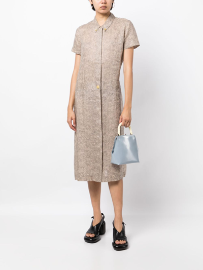 Pre-owned Chanel 1999 Cambon-print Shirt Dress In Brown
