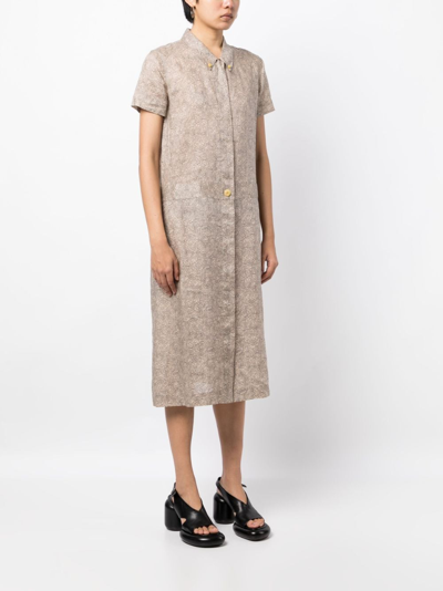 Pre-owned Chanel 1999 Cambon-print Shirt Dress In Brown