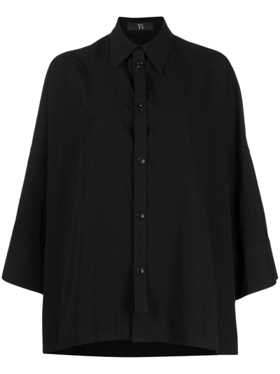 Shop Y's Three-quarter Button-up Shirt In Black