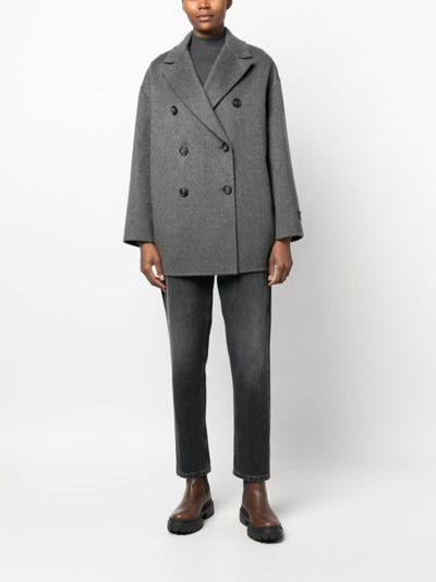 Brunello Cucinelli Cashmere Double-breasted Coat In Grey