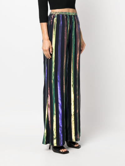 Forte Forte Flared Stripe-print Trousers In Black
