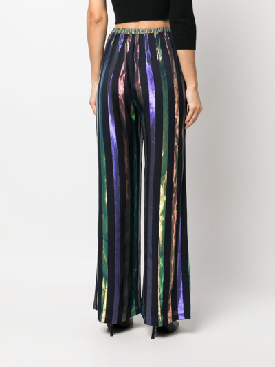 Forte Forte Flared Stripe-print Trousers In Black