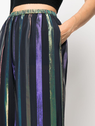 Forte Forte Flared Stripe-print Trousers In Black