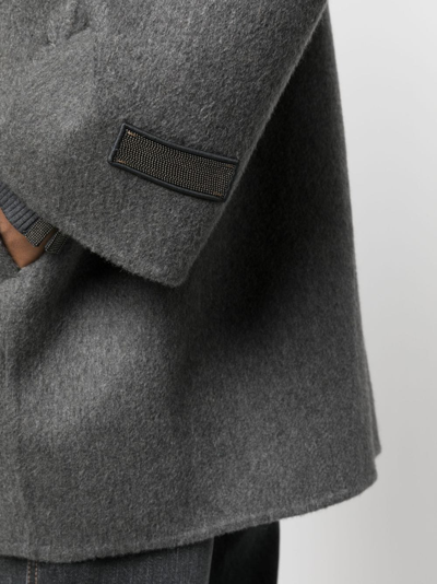 Shop Brunello Cucinelli Cashmere Double-breasted Coat In Grey