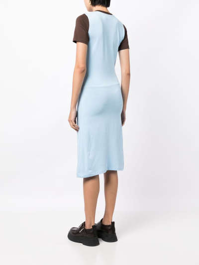 Shop Charles Jeffrey Loverboy Graphic-print Cotton Dress In Blue